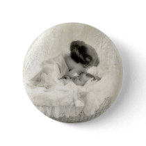 Vintage Mother Kissing Baby in Bassinet Pinback Buttons