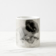 Vintage Mother Kissing Baby in Bassinet Coffee Mug