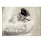 Vintage Mother Kissing Baby in Bassinet Postcards