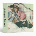 Vintage Mother Reading Cards in Bed with the Kids Vinyl Binder