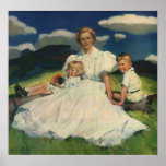 Vintage Mother with Children Portrait Poster