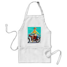Vintage Motorcycle Rider Gil Elvgren Pinup Girl Apron