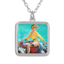 Vintage Motorcycle Rider Gil Elvgren Pinup Girl Pendants