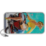 Vintage Motorcycle Rider Gil Elvgren Pinup Girl iPhone Speakers