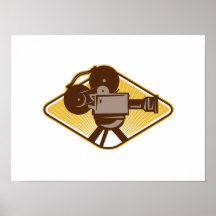 Vintage Movie Film Camera Retro Poster