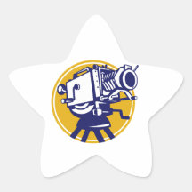 Vintage Movie Film Camera Retro Star Sticker