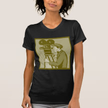 Vintage movie or television film camera director tee shirts