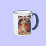 Vintage Mucha chocolate drink advertising mugs