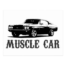 vintage muscle car post card