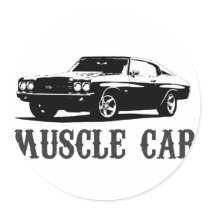 vintage muscle car round sticker