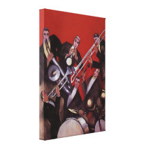 Vintage Music, Art Deco Musical Jazz Band Jamming Canvas Print