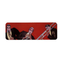 Vintage Music, Art Deco Musical Jazz Band Jamming Labels