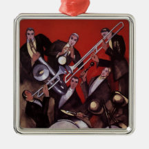 Vintage Music, Art Deco Musical Jazz Band Jamming Ornament