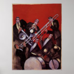 Vintage Music, Art Deco Musical Jazz Band Jamming Posters