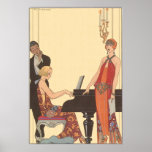 Vintage Music, Art Deco Pianist Musician Singer Posters