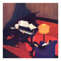 Vintage Music Art Deco Pianist Piano Player Lounge Custom Announcement