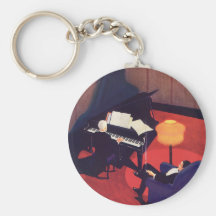 Vintage Music Art Deco Pianist Piano Player Lounge Keychains