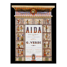 Vintage Music, Egyptian Aida Opera by Verdi Post Cards