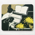 Vintage Music, Miss Traumerei Playing Piano, Reed Mousepad
