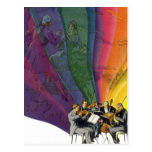 Vintage Musical Rainbow, Man Woman Dancing Postcard
