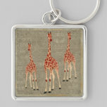Vintage Musical Rose Giraffes Keychain keychains