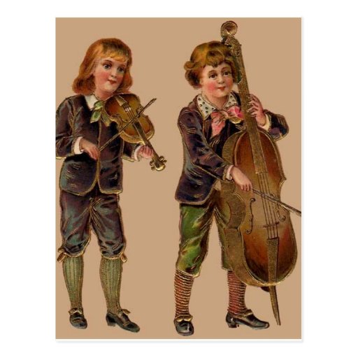 Vintage Musicians Playing Postcard