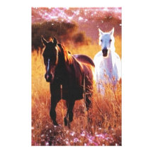 Vintage Mystical Horses in Field Custom Stationery