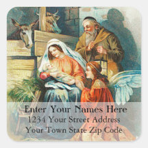 Vintage Nativity Christmas Return Address Label Stickers