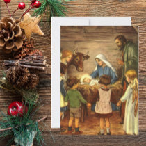 Vintage Nativity Scene, Baby Jesus in the Manger