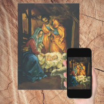 Vintage Nativity Scene; Baby Jesus in the Manger