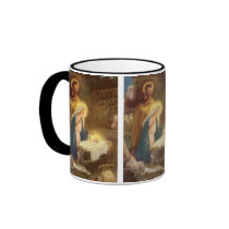 Vintage Nativity Scene; Baby Jesus in the Manger Mugs