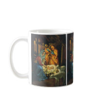 Vintage Nativity Scene; Baby Jesus in the Manger Coffee Mugs