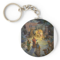 Vintage Nativity Scene with Visiting Magi Key Chains