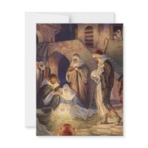 Vintage Nativity, Shepherds and Jesus, Milo Winter Announcement