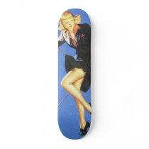 Vintage Naughty Lady-in-Black Pin Up Girl Custom Skate Board