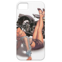 Vintage Naughty Playful Biker Pin Up Girl iPhone 5 Cases