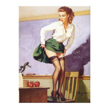Vintage Naughty Teacher Pin Up Girl Canvas Canvas Print