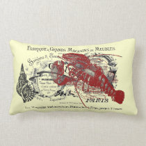 Vintage Nautical Lobster and Shell Collage pillows