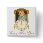 Vintage New Year Pinback Buttons