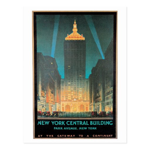 Vintage New York Central Building Travel Ad Post Card