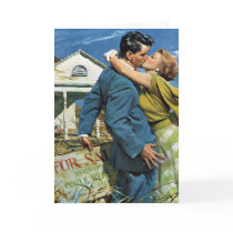 Vintage Newlyweds Buy First House; We're Moving! Greeting Card