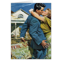 Vintage Newlyweds Buy First House; We're Moving! Greeting Card
