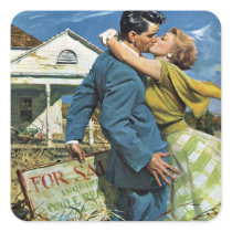 Vintage Newlyweds Buy First House; We're Moving! Sticker