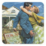 Vintage Newlyweds Buy First House; We're Moving! stickers