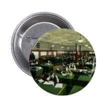 Vintage Newspaper Office Workers Pinback Button
