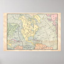 Vintage North America Map Poster