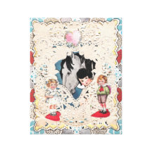 Vintage Nostalgic Valentine Card Gallery Wrap Canvas