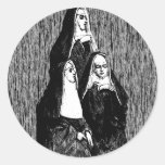 Vintage Nun Illustration Round Sticker