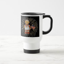 Vintage Nurse Bear with Modern White Fireworks Coffee Mug