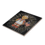 Vintage Nurse Bear with Modern White Fireworks Tiles